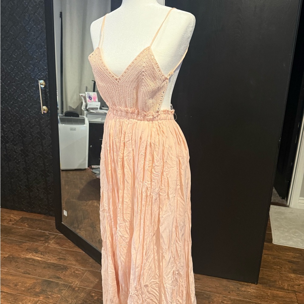 Elegant Peach Maxi Dress
